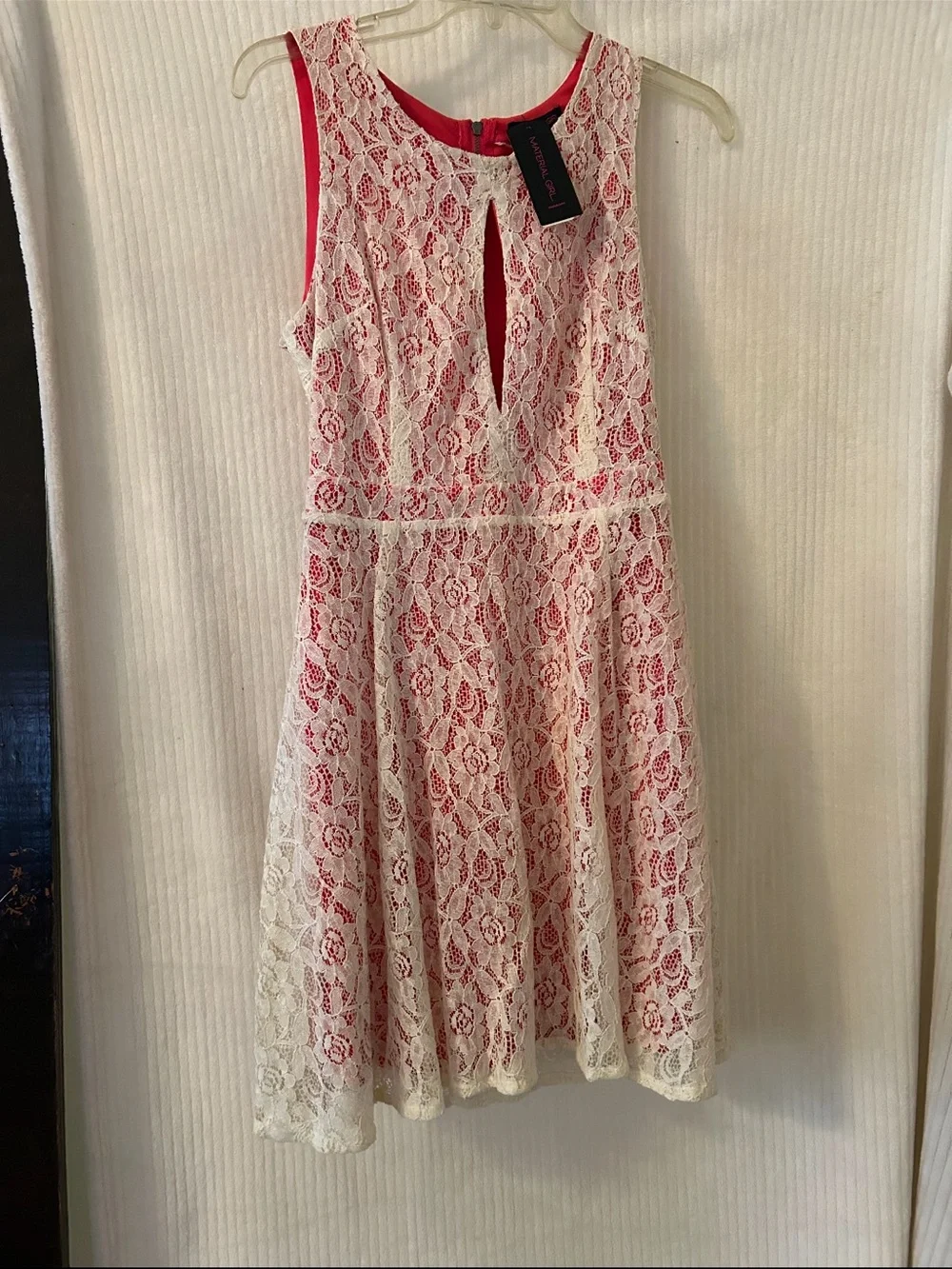Sleeveless Pink Lace Fit & Flare Dress